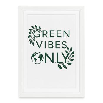 Éco-responsable Green Vibes Only Earth Love - Affiche encadrée (27 × 37 cm) - blanc - Devant