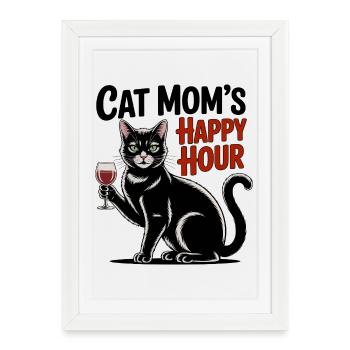 Happy Hour Cat - Framed poster (27 × 37 cm) - white - Front