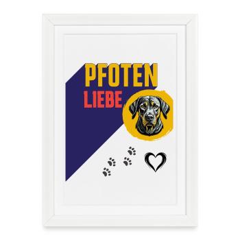 pattes amour chien illustration - Affiche encadrée (27 × 37 cm) - blanc - Devant