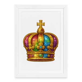 Couronne dorée avec effet arc-en-ciel - Affiche encadrée (27 × 37 cm) - blanc - Devant
