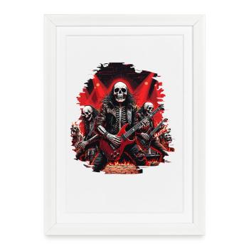Halloween Skeleton Skull Rock Metal Guitar - Framed poster (27 × 37 cm) - white - Front