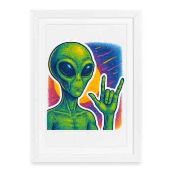 Galactic Alien Rock Hand Illustration - Framed poster (27 × 37 cm) - white - Front