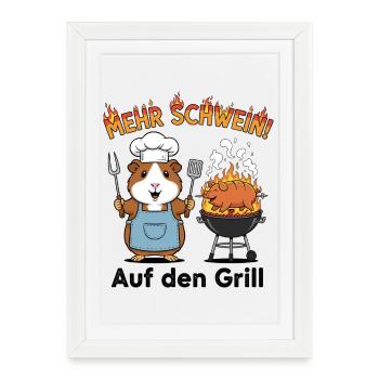 Plus de porc ! Sur le gril - Affiche encadrée (27 × 37 cm) - blanc - Devant