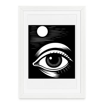 Eye Moon Night Art Illustration - Framed poster (27 × 37 cm) - white - Front