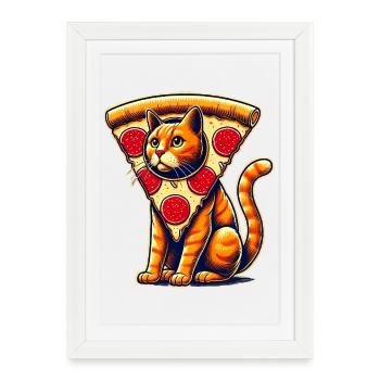 Funny Pizza Cat Fusion Illustration - Framed poster (27 × 37 cm) - white - Front