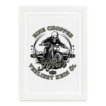 Motorcycle Biker Chopper Skeleton - Framed poster (27 × 37 cm) - white - Front