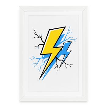Rayon Bleu Jaune - Affiche encadrée (27 × 37 cm) - blanc - Devant