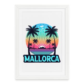 Mallorca Neon Sunset - Framed poster (27 × 37 cm) - white - Front