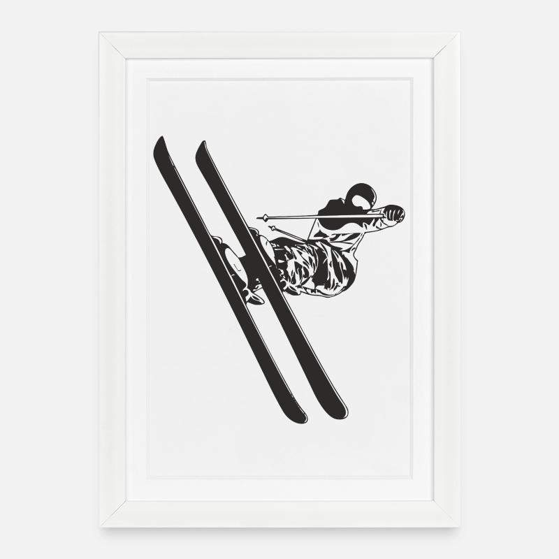Skifahrer - Gerahmtes Poster (27 × 37 cm) - Weiß