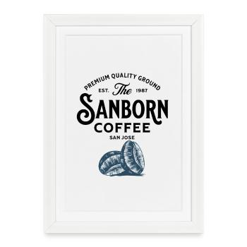 Illustration de grains de café bleus - Affiche encadrée (27 × 37 cm) - blanc - Devant
