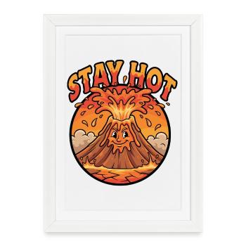 Stay Hot Volcano Cartoon - Framed poster (27 × 37 cm) - white - Front
