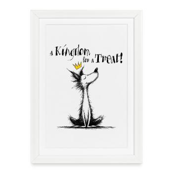 Dog with Crown – A Kingdom for a Treat! - Framed poster (27 × 37 cm) - white - Front