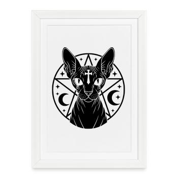 Occulte Sphynx Cat - Affiche encadrée (27 × 37 cm) - blanc - Devant