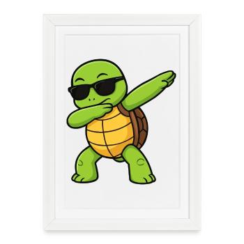 Dab Turtle with sunglasses - Framed poster (27 × 37 cm) - white - Front
