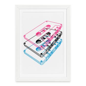 Cassette 3D – Retro Mixtape Vintage Perspective - Framed poster (27 × 37 cm) - white - Front