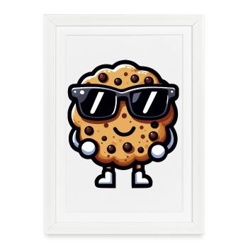 Cookie Chic Lunettes Noires - Affiche encadrée (27 × 37 cm) - blanc - Devant