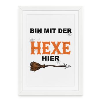 Am With The Witch Funny Halloween T-Shirt - Framed poster (27 × 37 cm) - white - Front