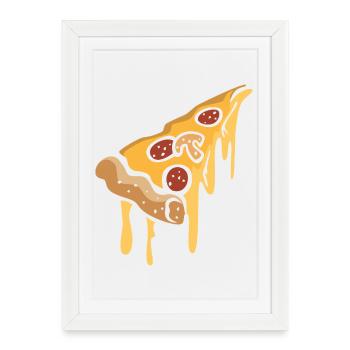 Tranche de dessin animé de pizza détrempée - Affiche encadrée (27 × 37 cm) - blanc - Devant