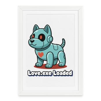Love.exe chien Pixel Robo - Affiche encadrée (27 × 37 cm) - blanc - Devant