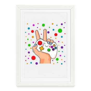 Peace Sign Controller Pop - Framed poster (27 × 37 cm) - white - Front