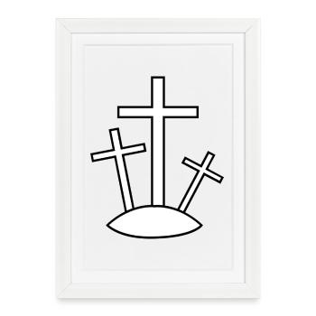 Trois croix sur la colline - Affiche encadrée (27 × 37 cm) - blanc - Devant