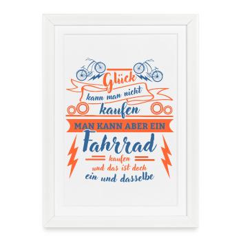 You can't buy happiness, but you can buy a bike - Framed poster (27 × 37 cm) - white - Front