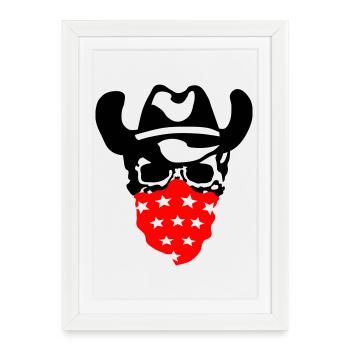 Crâne de cow-boy - Affiche encadrée (27 × 37 cm) - blanc - Devant