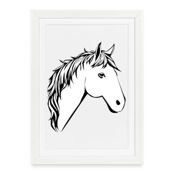 Cheval Tête de Cheval T-shirt Cadeau Cavalier - Affiche encadrée (27 × 37 cm) - blanc - Devant