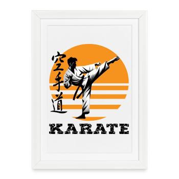 Silhouette de karaté dans le cercle du soleil - Affiche encadrée (27 × 37 cm) - blanc - Devant