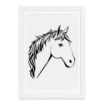 Cheval Chevaux Tête de cheval T-shirt Cadeau Cavalier - Affiche encadrée (27 × 37 cm) - blanc - Devant
