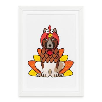American Akita Thanksgiving Dog Costume Pet Outfit - Framed poster (27 × 37 cm) - white - Front