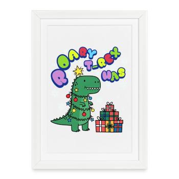 Timmie le petit T-Rex est un sapin de Noël - Affiche encadrée (27 × 37 cm) - blanc - Devant