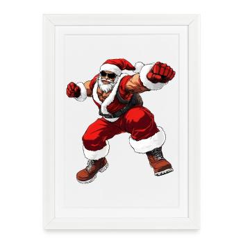 Boxer Noël - Affiche encadrée (27 × 37 cm) - blanc - Devant