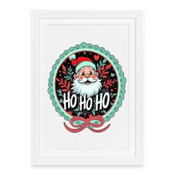 Père Noël Ho Ho Ho Ornement - Affiche encadrée (27 × 37 cm) - blanc - Devant