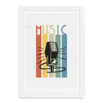 Bande musicale de microphone rétro - Affiche encadrée (27 × 37 cm) - blanc - Devant