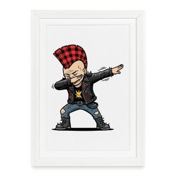 Dabbing Punk – Style de dessin animé effronté - Affiche encadrée (27 × 37 cm) - blanc - Devant