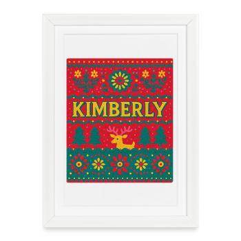 Nom festif Kimberly Ugly style de Noël, Noël - Affiche encadrée (27 × 37 cm) - blanc - Devant