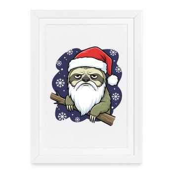 Lustiger Weihnachts Faultier Santa Grumpy - Affiche encadrée (27 × 37 cm) - blanc - Devant