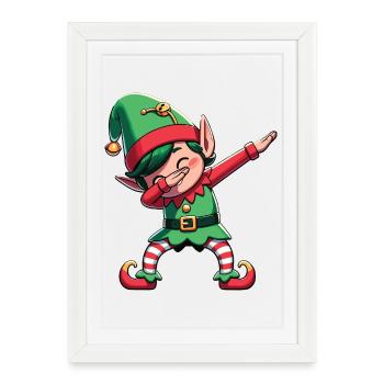 Tapoter l’Elf de Noël Dab Noël - Affiche encadrée (27 × 37 cm) - blanc - Devant