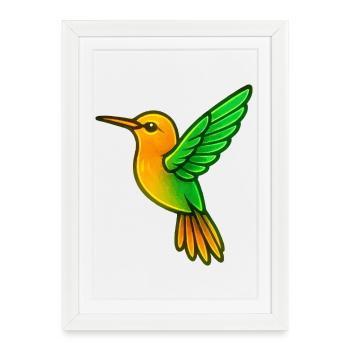 Colibri Oiseau - Affiche encadrée (27 × 37 cm) - blanc - Devant