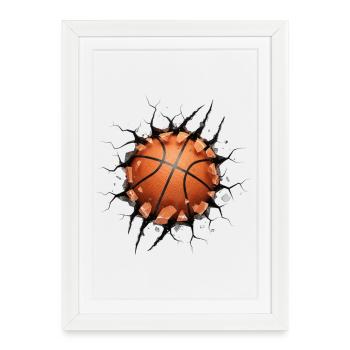 Slam Dunk Wall Break Basketball Impact Sport - Affiche encadrée (27 × 37 cm) - blanc - Devant