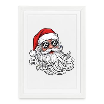 Tête de bande dessinée du Père Noël cool avec des lunettes de soleil - Affiche encadrée (27 × 37 cm) - blanc - Devant