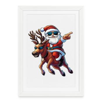 cool Santa Claus and reindeer :) - Framed poster (27 × 37 cm) - white - Front