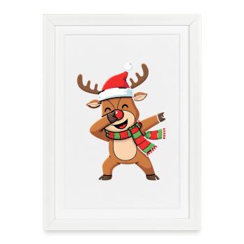 Noël drôle de dab sur les rennes - Affiche encadrée (27 × 37 cm) - blanc - Devant