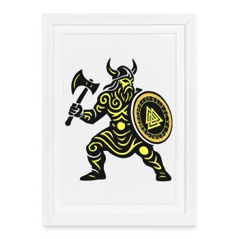 Crée-moi un sanglier sauvage en tant que tribal dans un W - Affiche encadrée (27 × 37 cm) - blanc - Devant