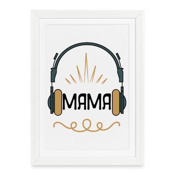 Mama & Musik – Retro Kopfhörer Design für Music - Gerahmtes Poster (27 × 37 cm) - Weiß - Vorne