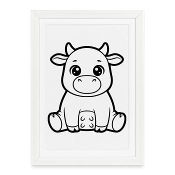 Mignonne Cow-Veau Ciné-Vecteur de Coloriage de la BD - Affiche encadrée (27 × 37 cm) - blanc - Devant