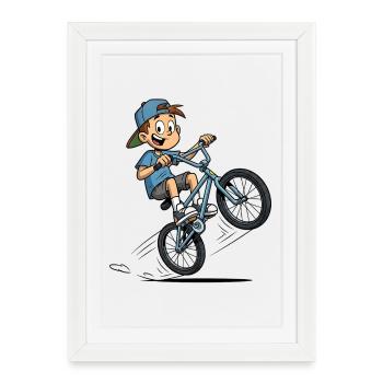 Cycliste de jeux de mots à vélo à peine sans vélo - Affiche encadrée (27 × 37 cm) - blanc - Devant