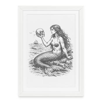 Moonlit Mermaid and Skull - Framed poster (27 × 37 cm) - white - Front