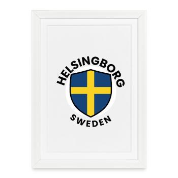 Shield with Swedish Flag - Framed poster (27 × 37 cm) - white - Front